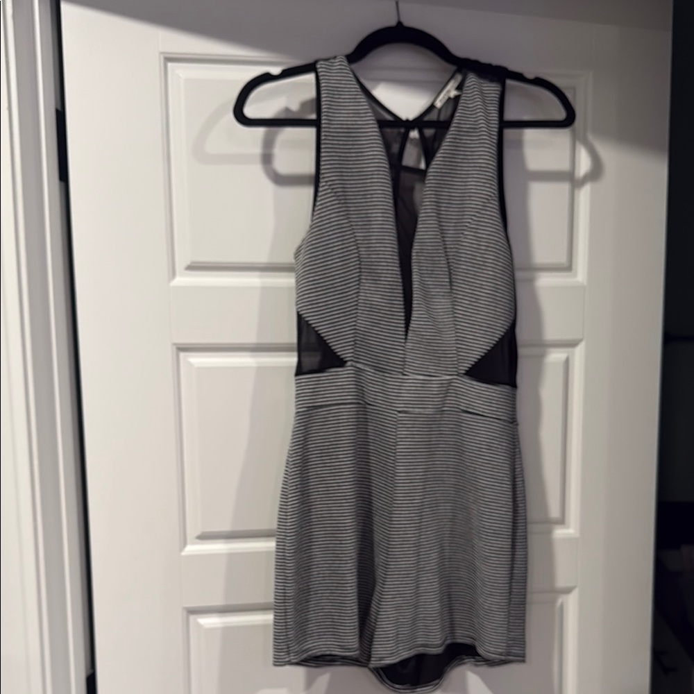 Charlotte Russe Monochrome Striped Romper